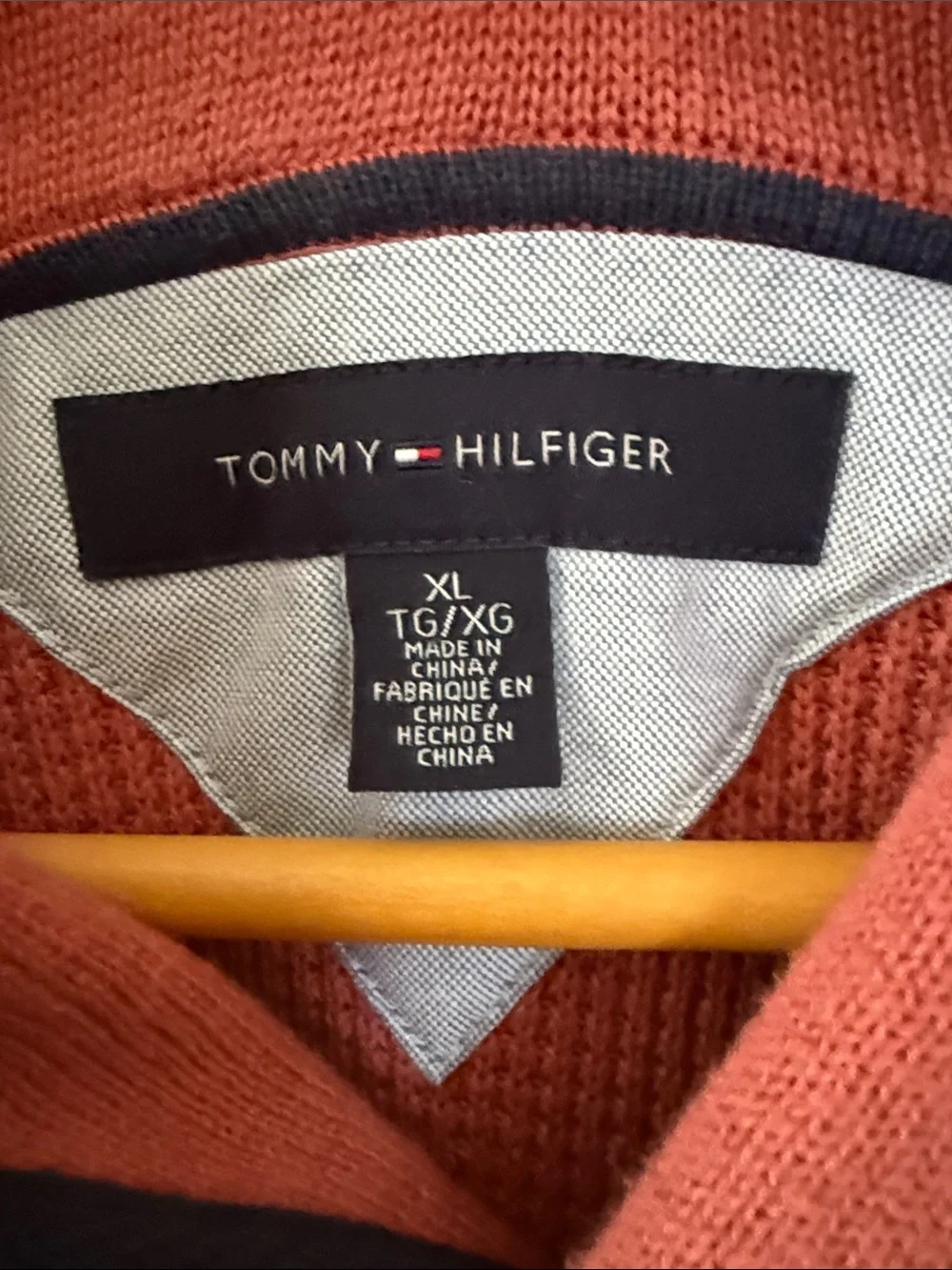 Vintage‎ Tommy Hilfiger Red Ribbed Shawl Collar Sweater Men's Size XL